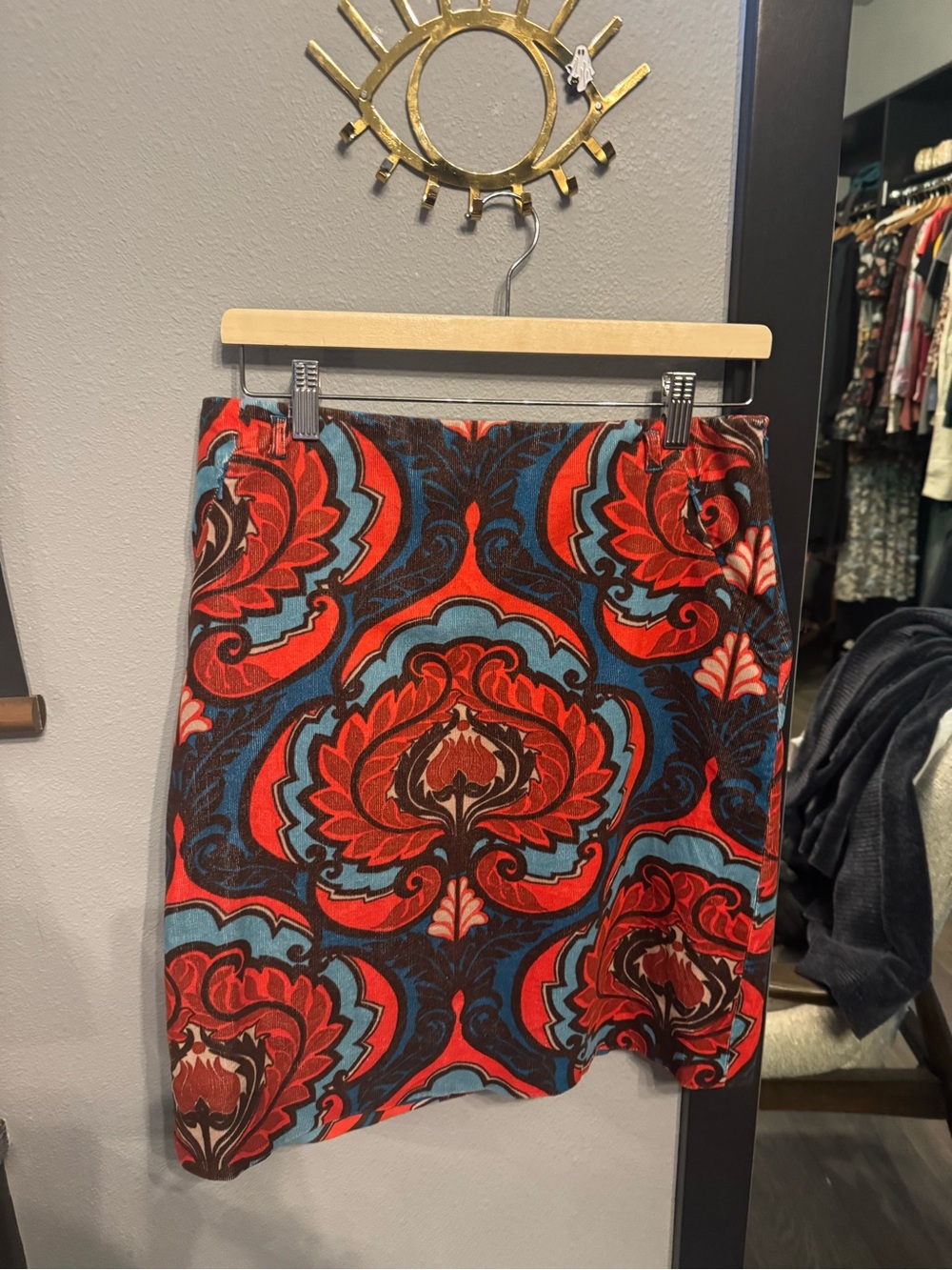 Vintage Retro Y2K/90’s Floral A-Line Skirt in Red & Teal 🦋